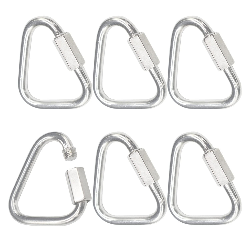 Bytiyar 6 pcs M6 Stainless Steel Quick Links Carabiner Locking Clips with Screw Nut Triangle Heavy Duty Chain Connector Hook Hardware Tool Accessories M6_6pcs