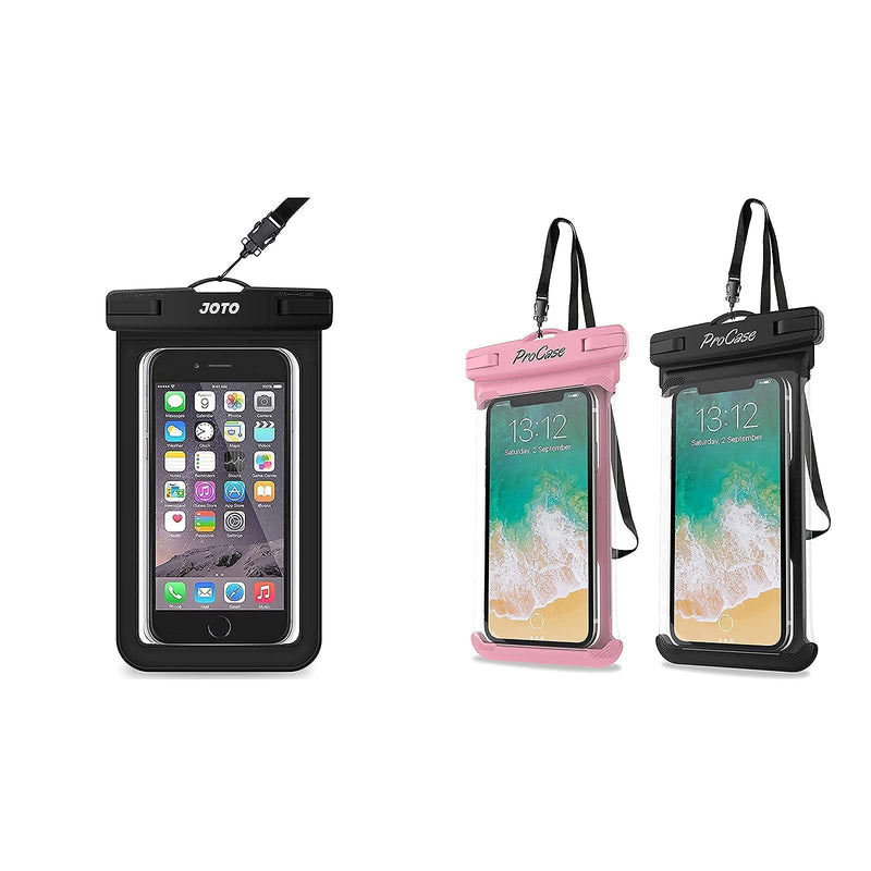 JOTO Universal Waterproof Pouch Cellphone Dry Bag Case Bundle with ProCase Universal Waterproof Case Cellphone Dry Bag Pouch for Phones up to 7"