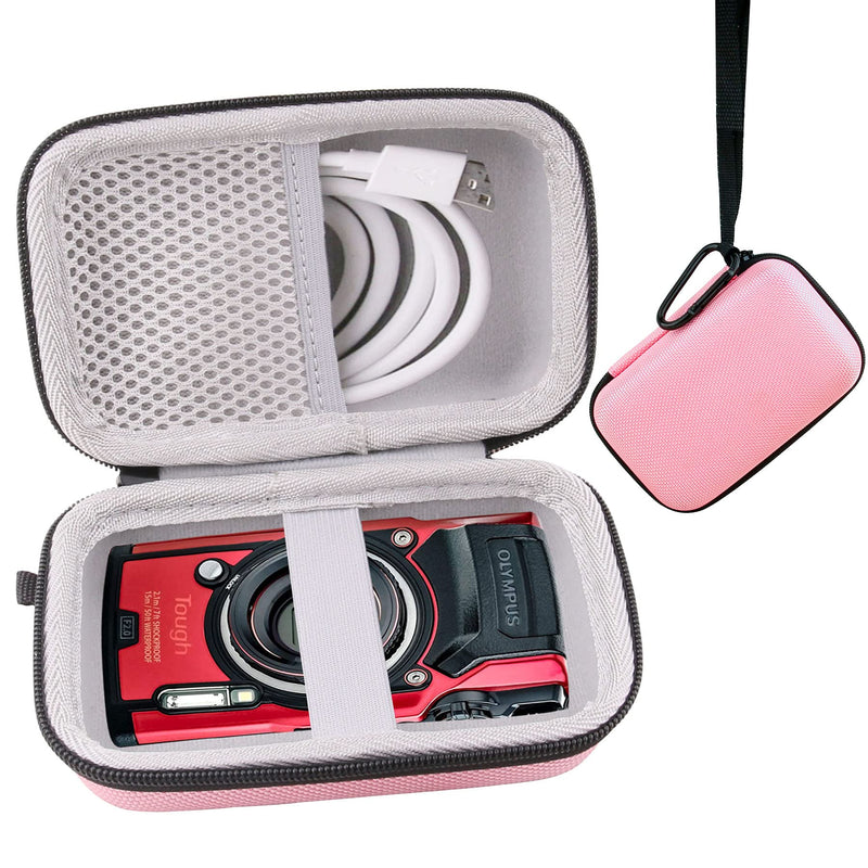 JINMEI Hard EVA Carrying Case Compatible with Olympus Tough TG-6/ TG-5/TG-4 Digital Camera Case. (Pink) Pink