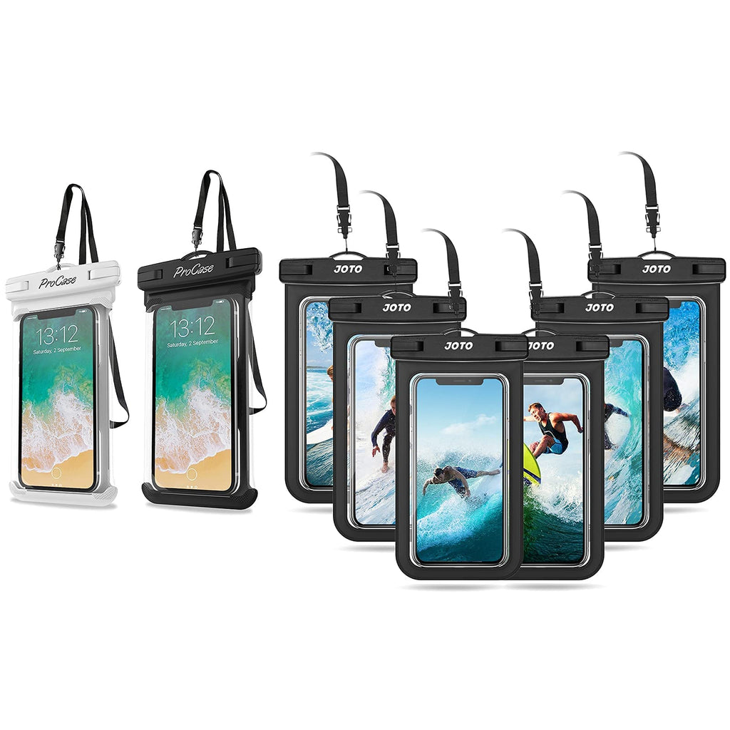 ProCase [2 Pack] Universal Waterproof Case Cellphone Dry Bag Pouch Bundle with JOTO [6 Pack] Universal Waterproof Pouch for Phones up to 7.0"