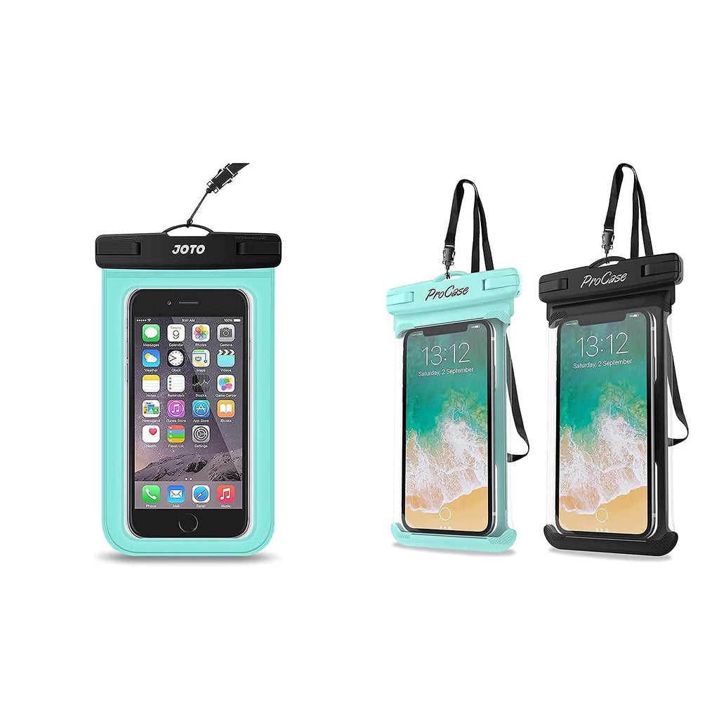 JOTO Universal Waterproof Pouch Cellphone Dry Bag Case Bundle with ProCase [2 Pack] Universal Waterproof Case for Phones up to 7"