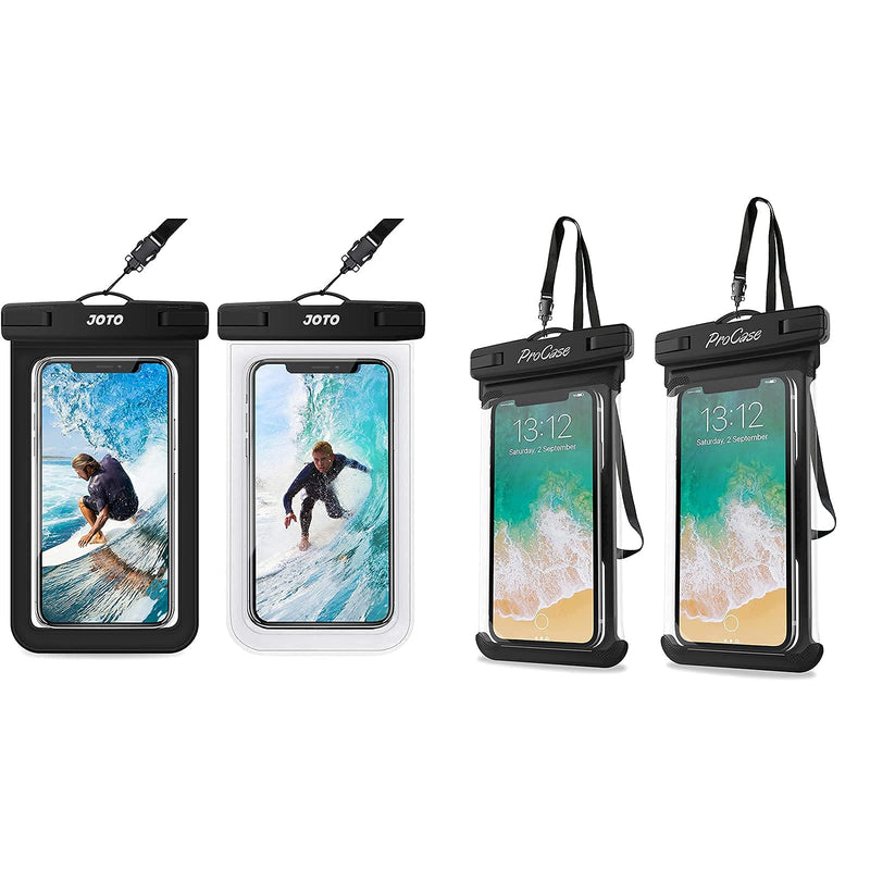 JOTO [2 Pack] Universal Waterproof Pouch Cellphone Dry Bag Case Bundle with ProCase [2 Pack] Universal Waterproof Case for Phones up to 7"