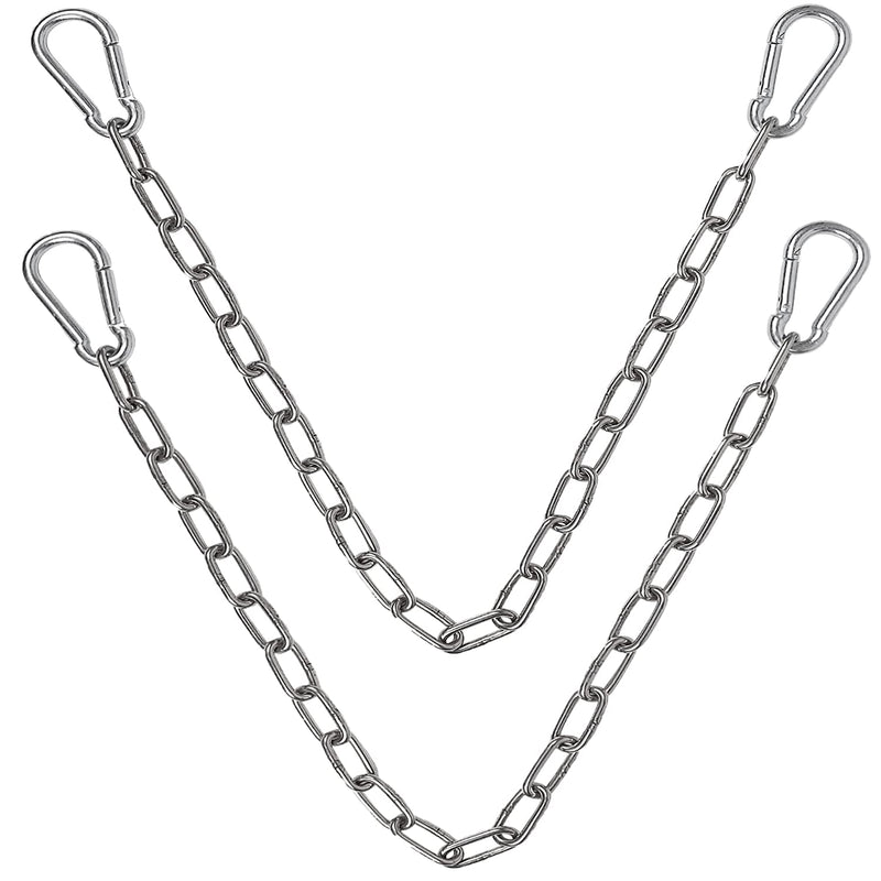 Hammock Hanging Chain 2PCS Porch Swing Chain Hanging Chair Chain with 4 Carabiners Hammock Chair Hardware for Indoor Outdoor Playground Hanging Chair Hammock Chair Punching Bags(23") (2) 2