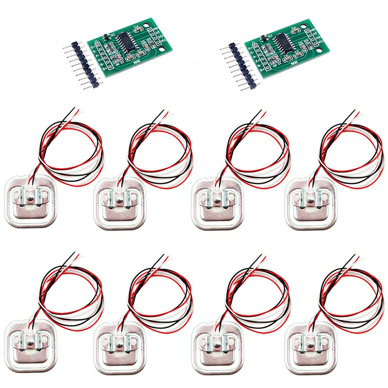 2 Sets 50kg Human Scale Load Cell Weighing Sensor Resistance Strain Half-Bridge Sensor + HX711 A/D Amplifier Weight Module DIY Kit for Arduino