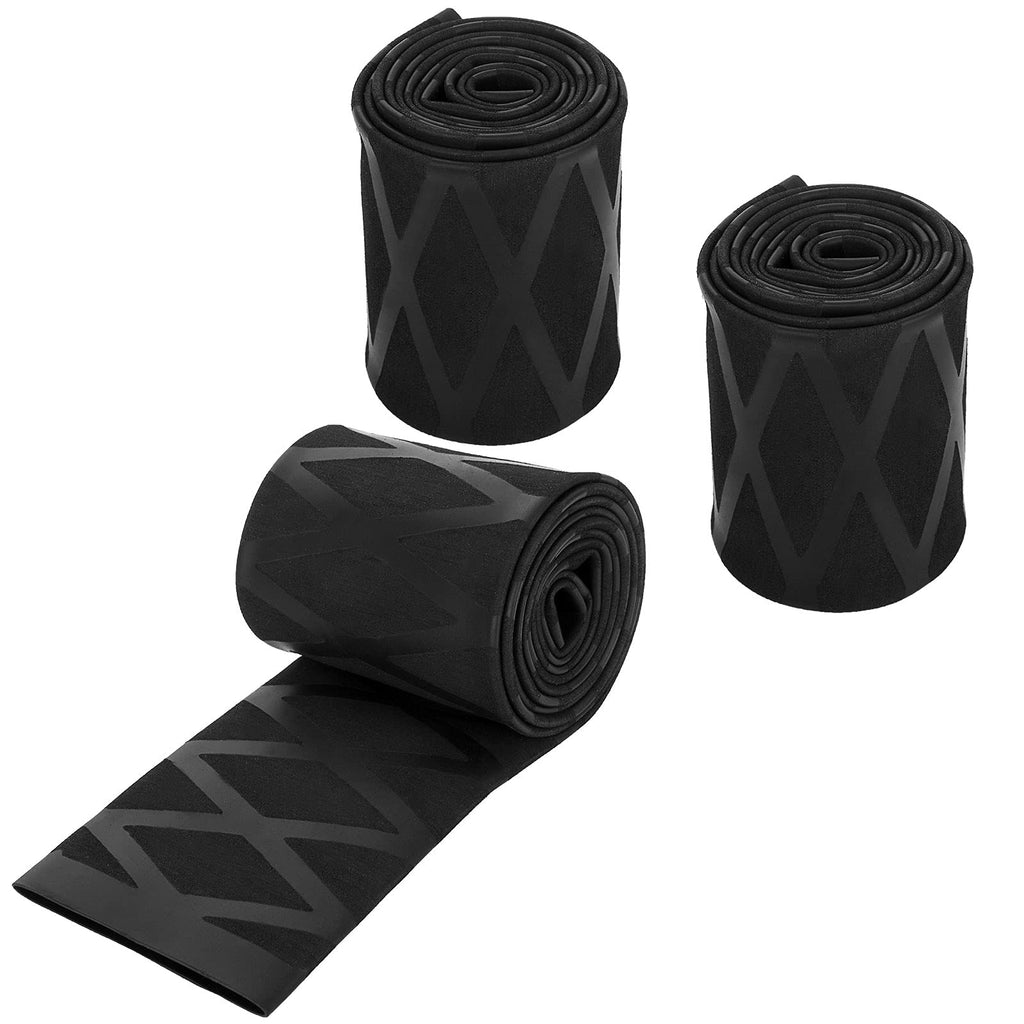 3 Roll X-Tube Heat Shrink Wrap Tubing for Fishing Rod Grips, Dia: 40mm X-Tube Non Slip Waterproof Heat Shrink Sleeve Tubing for Rod Handle Cork Insulation (120”Length Total) Black