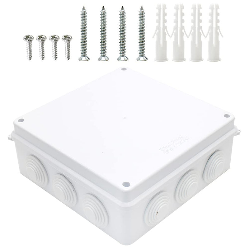 MAKERELE IP65 Junction Box ABS Plastic Waterproof Project Box ,Electrical Power Cord Encloure Universal Project Box White 7.9”×7.9”×3.1”inch(200×200×80mm) 7.9"*7.9"*3.1"