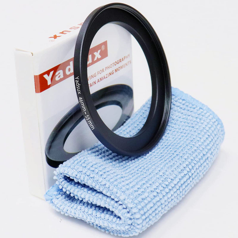 46mm to 55mm Step Up Ring, for Camera Lenses and Filter,Metal Filters Step-Up Ring Adapter,The Connection 46MM Lens to 55MM Filter Lens Accessory,Cleaning Cloth with Lens (46mm to 55mm) 46mm to 55mm