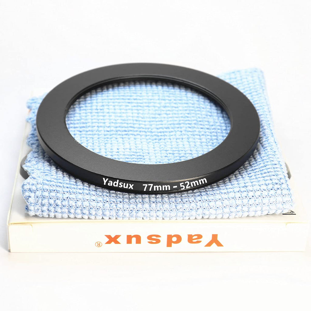 77mm to 52mm Step Down Lens Adapter Ring for Camera Lenses Filters,Metal Filters Step Down Ring Adapter,The Connection 77MM Lens to 52MM Filter Lens Accessory,Cleaning Cloth with Lens(77mm-52mm) 77mm to 52mm