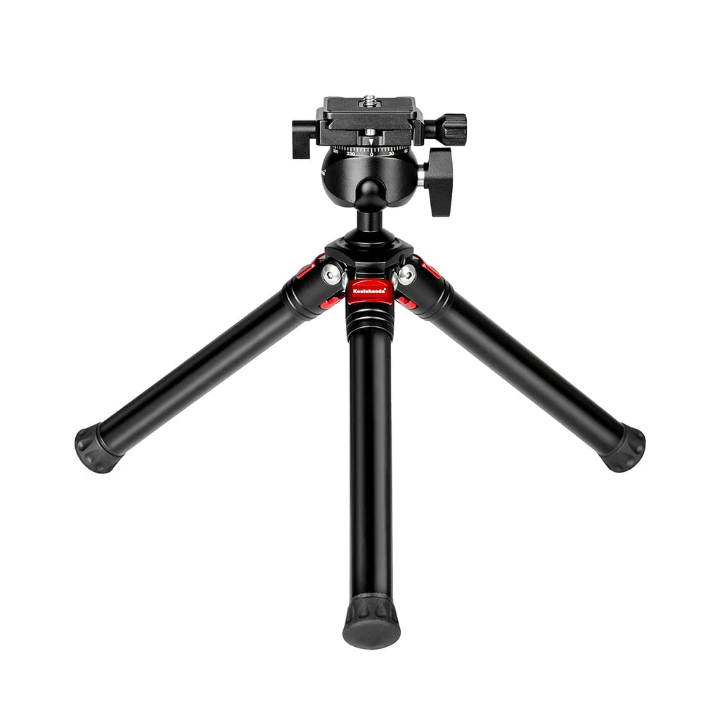 Koolehaoda Camera Mini Tripod, Tabletop Tripod CNC Aluminum with 360° Ball Head and Extendable Legs for DSLR Cameras,Projector and Monopods TF-19+G26A