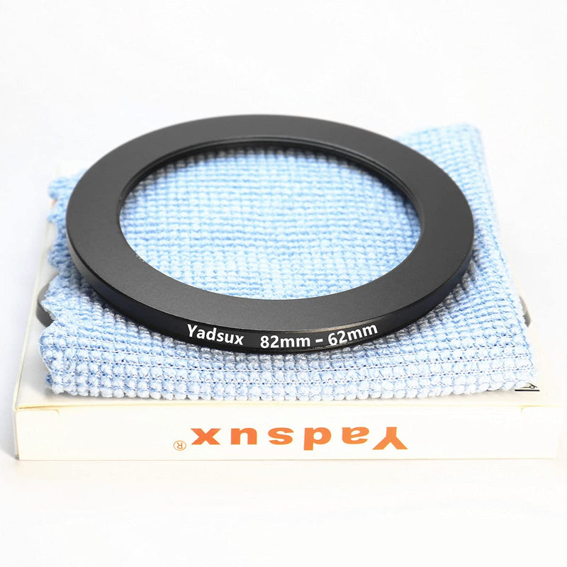 82mm to 62mm Step Down Lens Adapter Ring for Camera Lenses Filters,Metal Filters Step Down Ring Adapter,The Connection 82MM Lens to 62MM Filter Lens Accessory,Cleaning Cloth with Lens(82mm-62mm) 82mm to 62mm