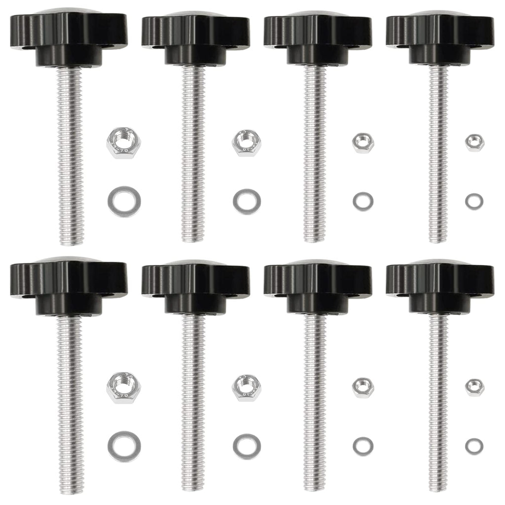 28 Sets M4 M5 M6 M8 Star Knobs Thread Replacement Star Hand Knob Tightening Screw Clamping Screw Knob with 28 Hex Nuts and 28 Flat Washers, Plastic Star Knobs Quick Removal Replacement Parts