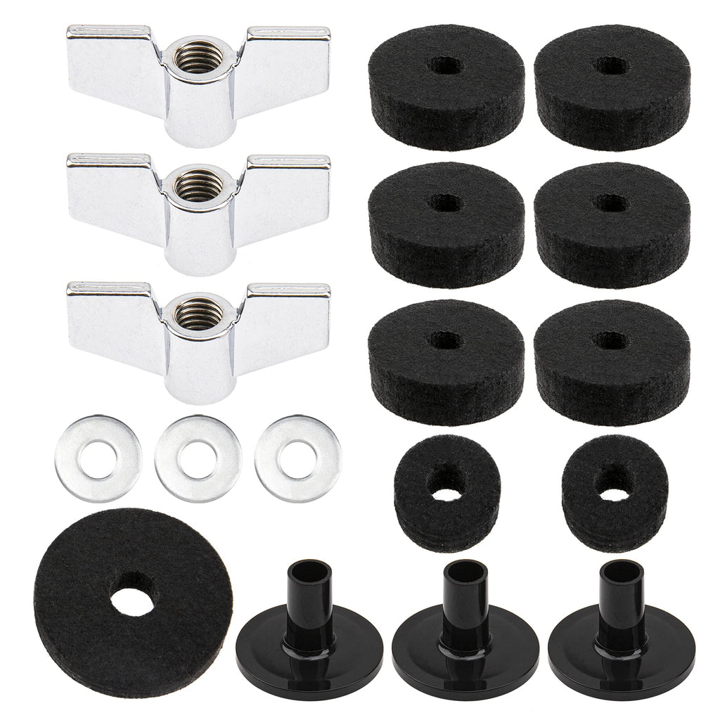 18Pcs Yootones Cymbal Stand Felts Clutch Felts Hi Hat Cup Felts Cymbal Wing Nuts Cymbal Sleeves & Metal Gaskets Replacement Compatible with Drumset Kit Accessories