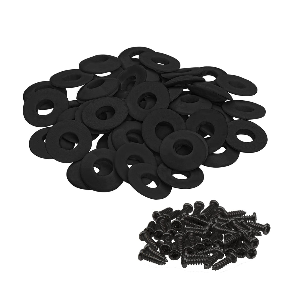 48Pcs Yootones Plastic Guitar Tuner Ferrules Washers Compatible with Guitar Tuning Peg Machine Heads (Black) Black