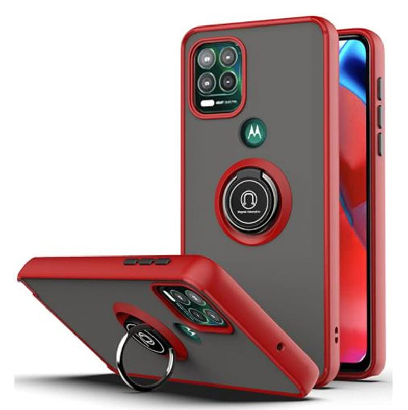 Aulzaju for Moto G Stylus 5G Case 2021 (Not Fit 4G) Ring Kickstand Design Frosted Hard PC Back Soft Sleek Rugged TPU Shockproof Protective Bumper Phone Case for Motorala G Stylus 5G Red
