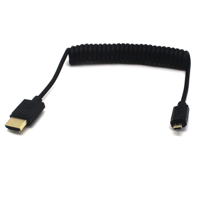 MOTONG Standard 4K HDMI 2.0 to Micro HDMI Cable, Coiled Micro HDMI to HDMI 2.0 Male to Male Cable Cord 4K@60Hz Ethernet 3D Audio Return(1.2M, M to M) 1.2M