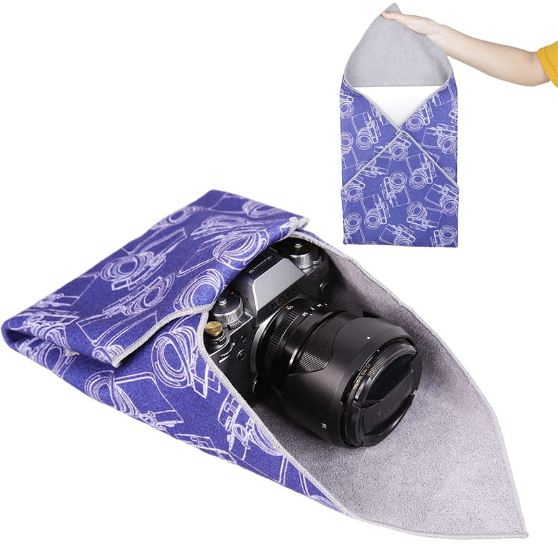 [AUSTRALIA] - Foto&Tech Flexible Magic Cloth Wrapper, Anti-Scratch Camera Lens Wrap Travel Case, Compatible with DSLR Camera Lenses Laptop Smartphone Tablet Gaming Consoles (20.75 x 20.75 Inch, Navy Blue Camo) 20.75 x 20.75 Inch 