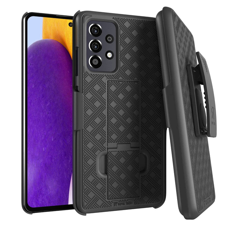 Rome Tech Holster Case with Belt Clip for Samsung Galaxy A52 4G / A52 5G / A52s 5G - Slim Heavy Duty Shell Holster Combo - Rugged Phone Cover with Kickstand Compatible with Galaxy A52 - Black