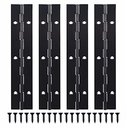 4PCS Piano Hinges for Cabinet Hinges Heavy Duty 6Inch Continuous Hinges Sliver Stainless Steel 304 Long Hinges Door Hinges (4pack 6 inch(Black)) 4pack 6 inch(Black)
