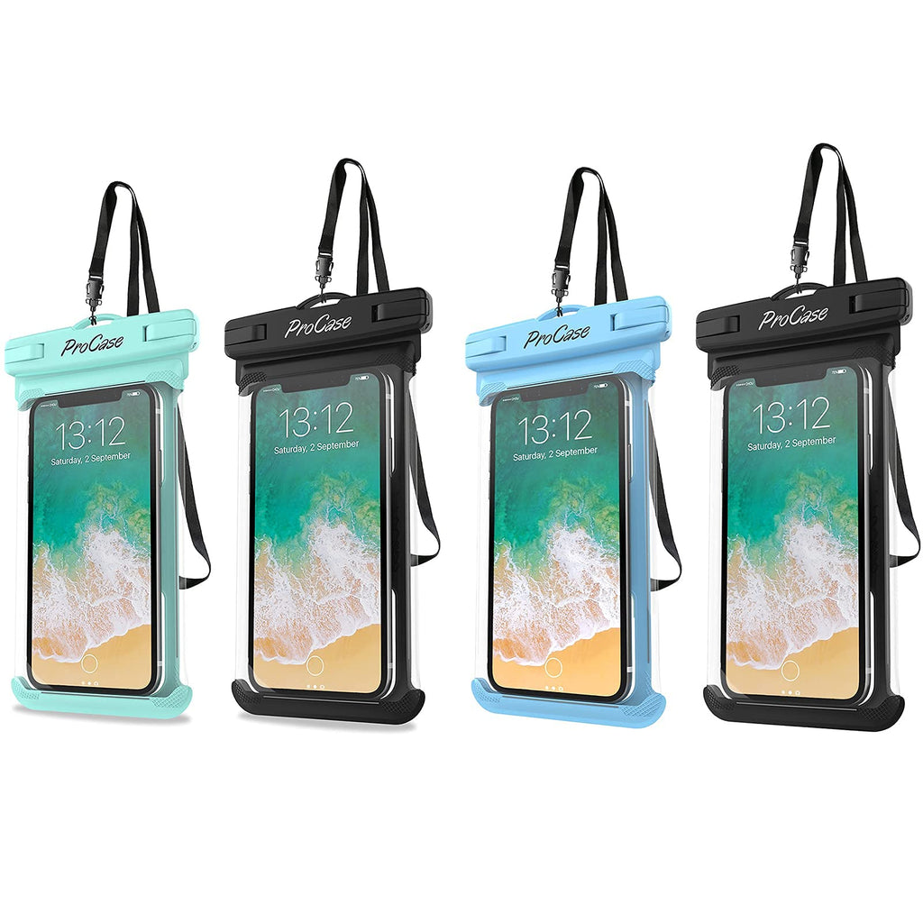 ProCase [2 Pack] Universal Waterproof Pouch Cellphone Dry Bag Case Bundle with [2 Pack] Universal Waterproof Case for Phones up to 7"