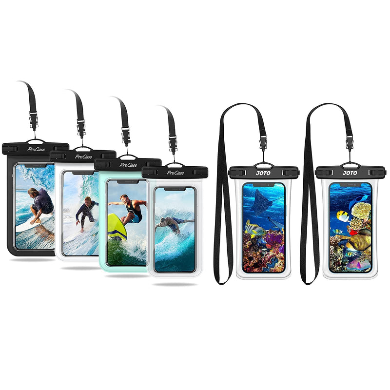 4 Pack ProCase Universal Cellphone Waterproof Pouch Dry Bag Underwater Case Bundle with 2 Pack JOTO Universal Waterproof Pouch Cellphone Case