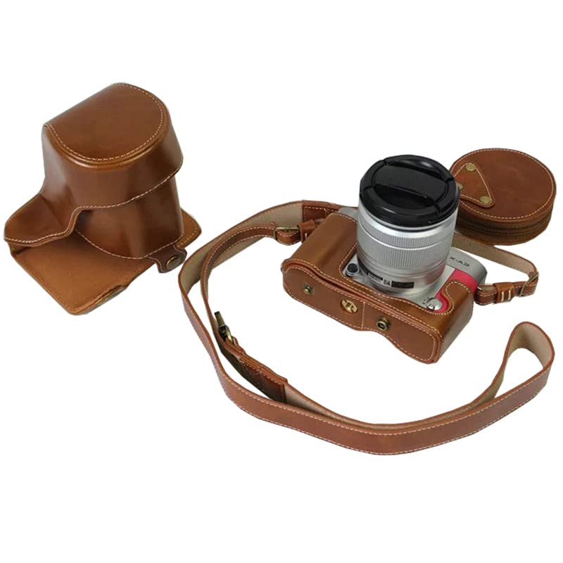 Camera Case for Fujifilm X-A3 X-A5 X-A10 Camera PU Leather Camera Case Bag Cover with Strap Battery Bag Light Brown