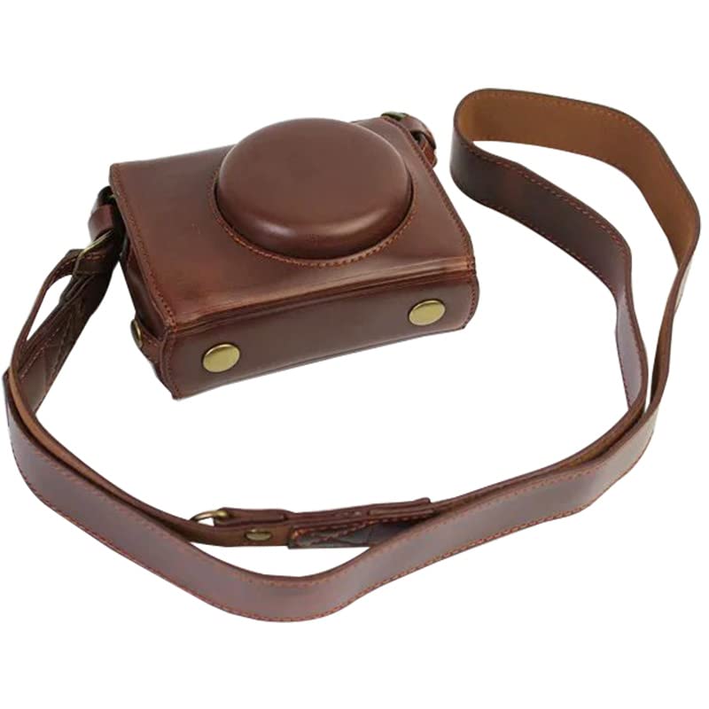 Camera Case for Canon Powershot G7X II, G7X Mark II Camera PU Leather Camera Case Bag Cover with Strap Dark Brown