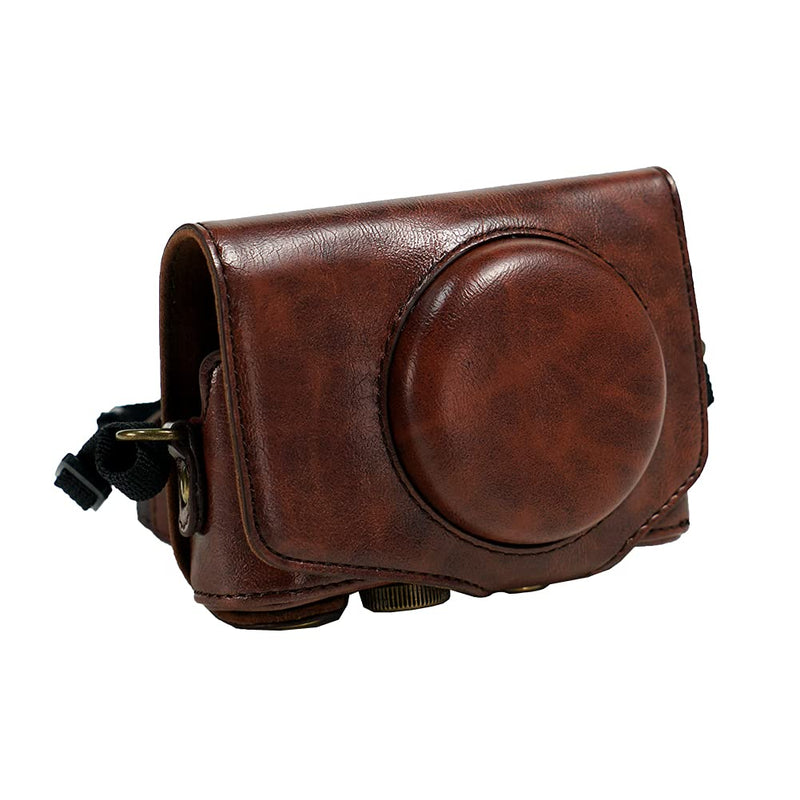通用 Camera Case for Canon Powershot SX720SX730SX740 Camera PU Leather Camera Case Bag Cover with Strap Dark Brown
