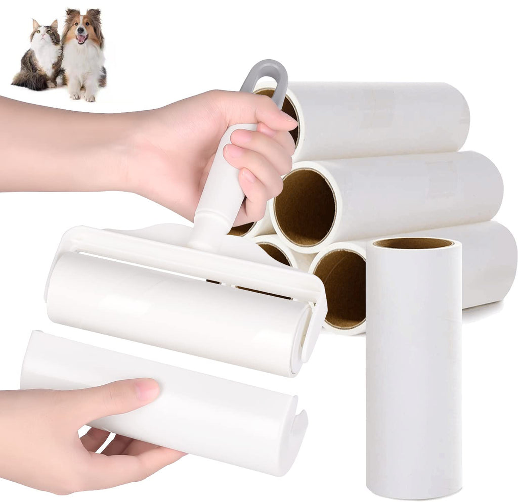Large Lint Rollers Pro for Pet Cat Hair Extra Sticky丨Reusable Giant Furniture Lint Roller 6.3'' Wider with 6 Refills丨Lint Toller for Clothes, Couch, Carpet, Car Seat (480sheets)