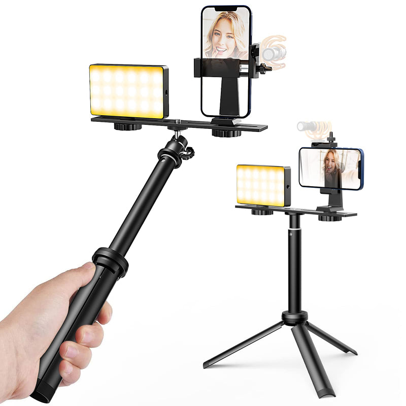 Pixel G6 RGB Video Conference Light with Adjustable Tripod Phone Holder,High Brightness 2500K-8500K, CRI95+, Mini LED Aluminum Alloy Body Panel Light ⁣for Video Conference, Photography，Tiktok, YouTube