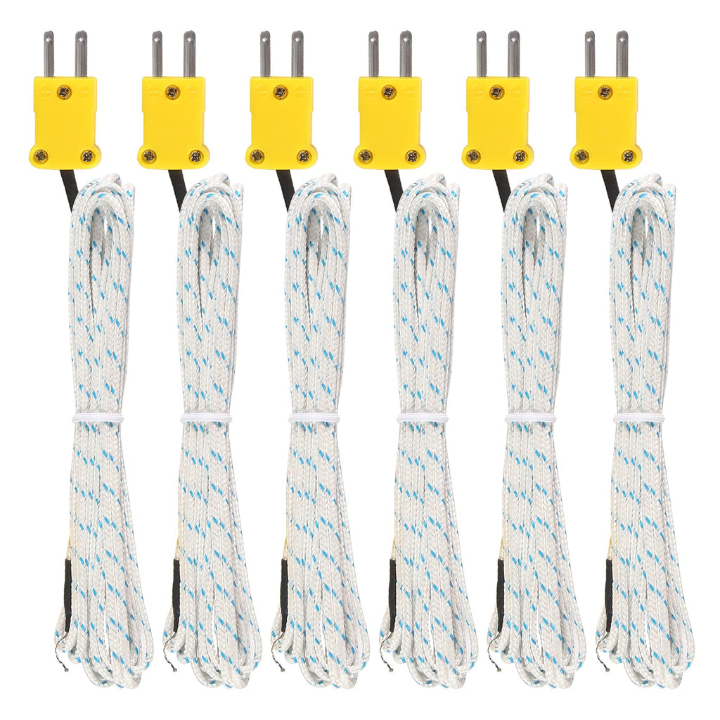 UMLIFE 3M K Type Mini-Connector Thermocouple Temperature Probe Sensor Measure Range -50~700°C,Compatible with TM902C/ TES1310 (6 Pieces)