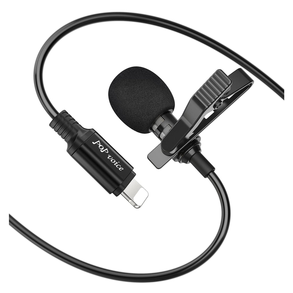 PoP voice Microphone Professional for iPhone Lavalier Lapel Omnidirectional Microphone for iPad, iPod, Condenser Mic for iPhone Audio & Video Recording, YouTube, Interview, Podcast, Vlogging(6.6 Feet)
