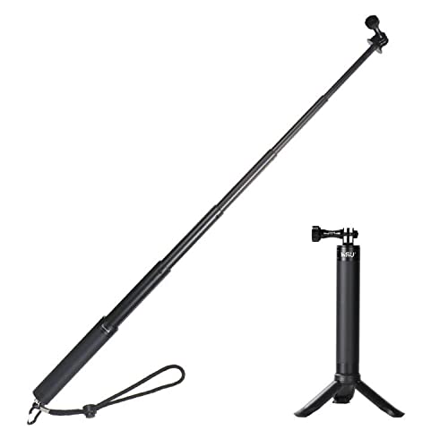 HSU Extendable Aluminum Selfie Stick/Monopod for GoPro, 6.5" - 26.4" Waterproof Lightweight Hand Grip Compatible with GoPro AKASO Campark Osmo Action Camera Xiao Yi Action Camera