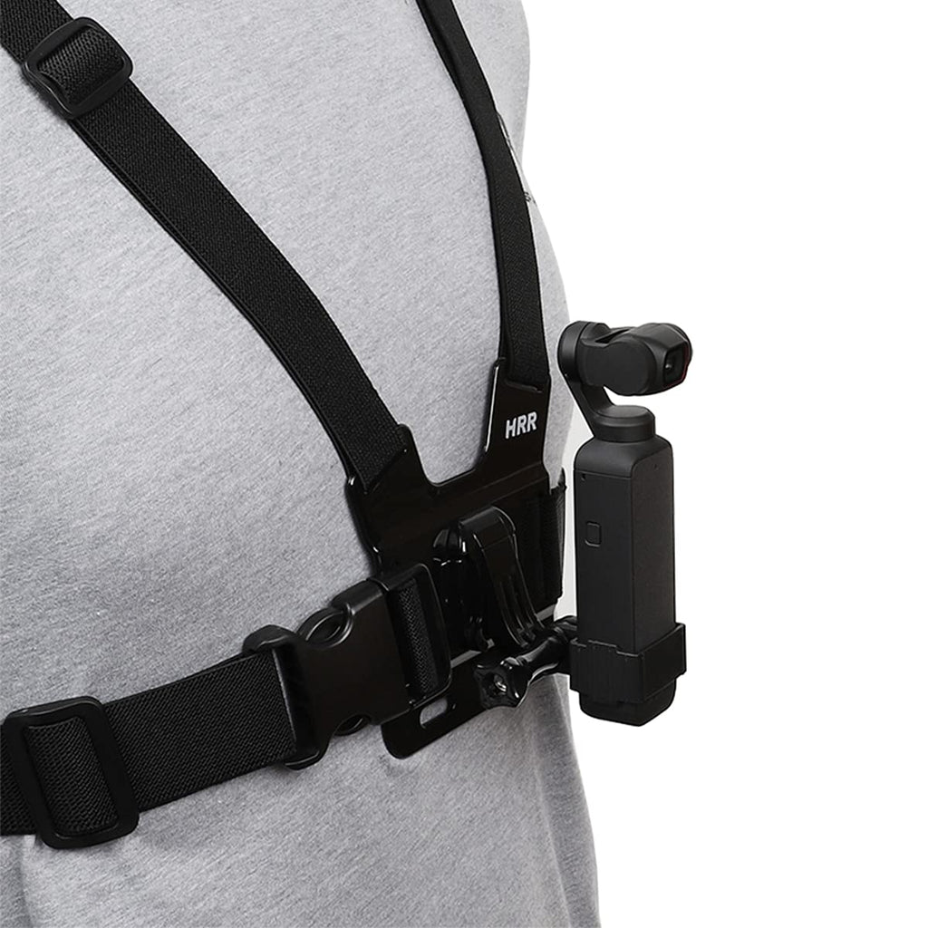 Pellking Chest Mount Harness, Adjustable Chest Strap Elastic Action Camera Body Belt with J Hoot Compatible with Osmo Pocket/Pocket 2 and Other Action Cameras