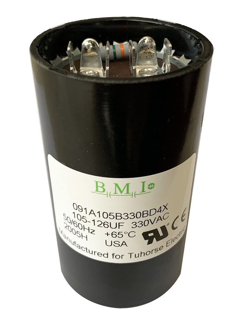 Tuhorse by BMI 105-126UF Motor Start Capacitor, Compatible Replacement Part for U17-1425, U17-2065 and The Start Cap in TCB20M230DLX. Made in USA for Tuhorse, (TH105-126UF)