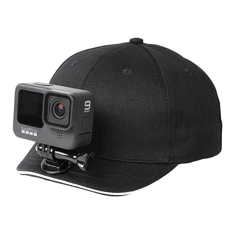 Pellking Action Camera Baseball Cap Mount,Angel Adjustable Action Camera Baseball hat Mount Compatible for GoPro 5 Session Hero 9/8/7/6/5/4/3 Plus/3/2/1/DJI OSMO Action Cameras Black
