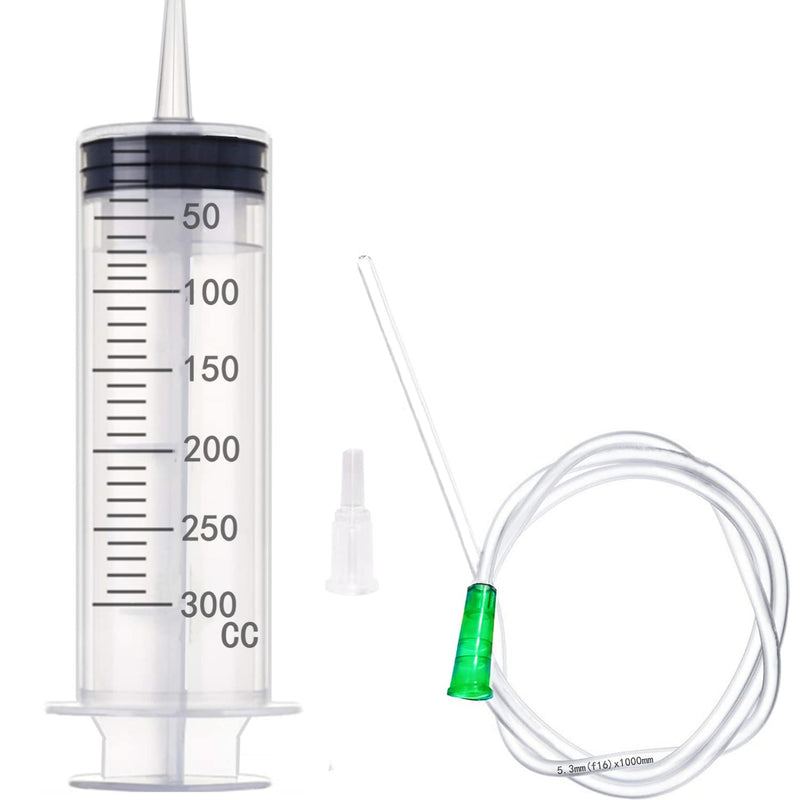 300ml Large Plastic Syringe with 32.8 Feet Handy Tubing for Scientific Labs, Watering, Refilling, Filtration, Motoring Application, Set of 1 300ml