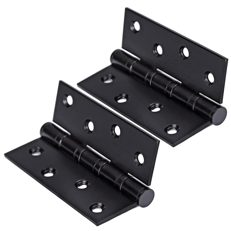 Dluno Heavy Duty Door Hinges 2 Pack Matte Black Door Hinges 4 Inch x 3 Inch Solid Stainless Steel Square Door Hinges Standard Bedroom Interior Door Hinge Hardware Control (Matte Black)