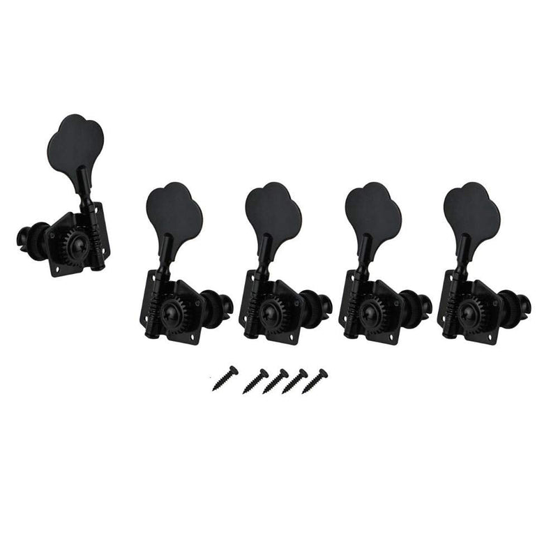 YUPVM 5Pcs Guitar Accessory Vintage Open Bass Guitar Tuning Keys Pegs Machine Heads Tuners Black 1L4R for 5 Strings Bass Black, 282786A2