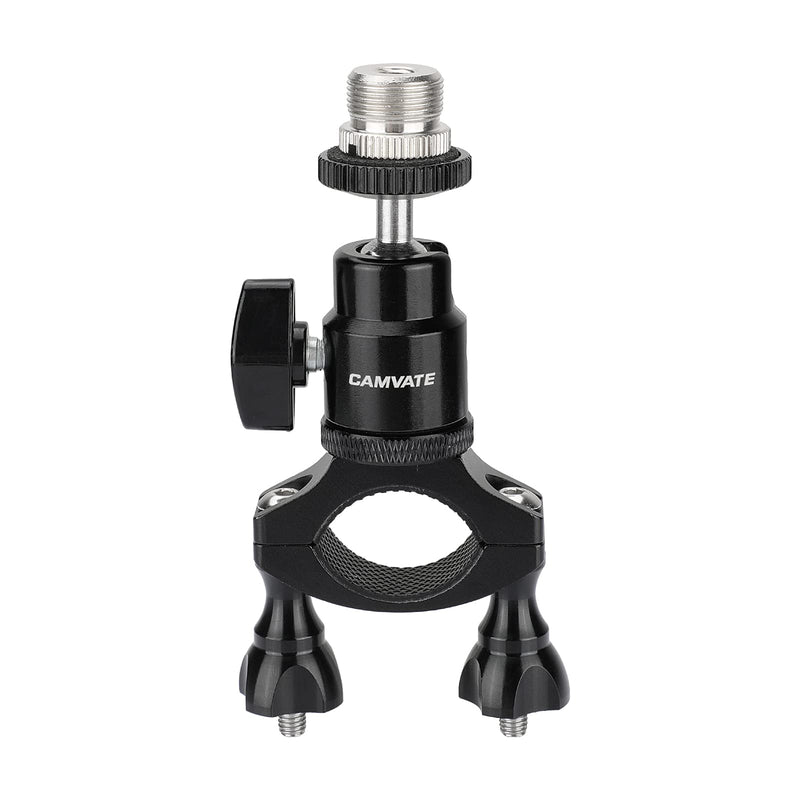 CAMVATE Rod Clamp Mount Holder (18mm -32mm) with Adjustable Ball Head & 5/8"-27 Male Thread Screw for Microphone Stand - 2856