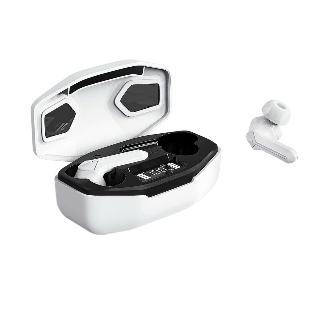 Gernian Wireless Earbuds Bluetooth Headphones Stereo Sound, Ultra-Lightweight & Ergonomic Designed & Noise-canceling Earphones with Charging Case for Work/Sports/Game(White) White