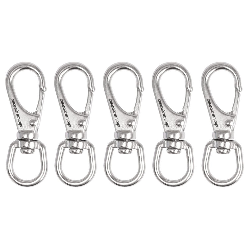 SHONAN 2.7 Inch Swivel Snap Hooks, 5 Pack Stainless Steel 316 Swivel Spring Snaps, Flag Pole Swivel Snap Clips, Marine Grade Swivel Hook Clips for Scuba Diving, Dog leashes, Keychains, Bird Feeders