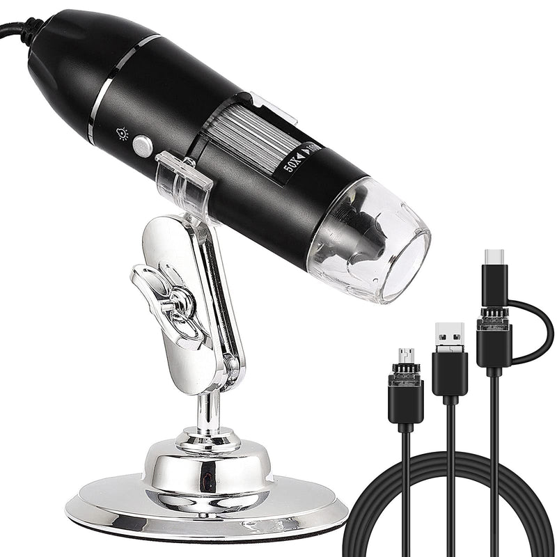 Leipan 3 in 1 USB Digital Microscope 1600X Handheld Zoom Mignification with Universal Rotating Base and 8 LED Lights for Kids and Adults Compatible with Windows,Mac and Android