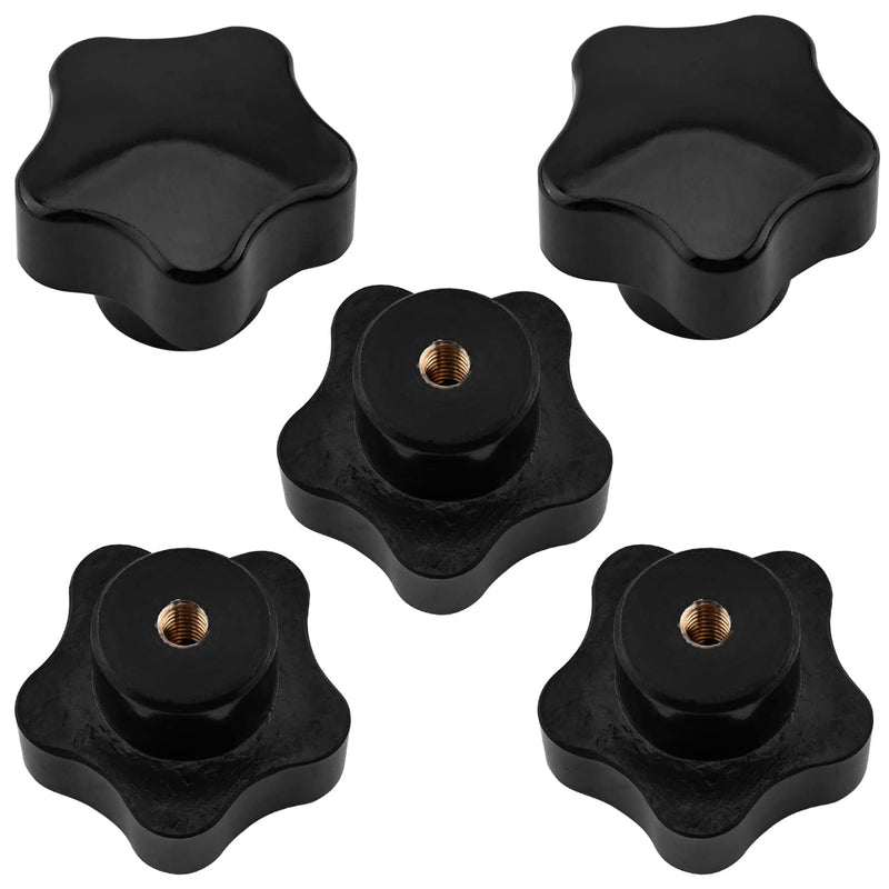 Bettomshin 5Pcs M6 Star Shape Knob Female Thread Nut Galvanized Screw Black Baklite Screw-On for Lathe Machine, Mechanical Equipment, Instrument and Apparatus,Industry Equipment