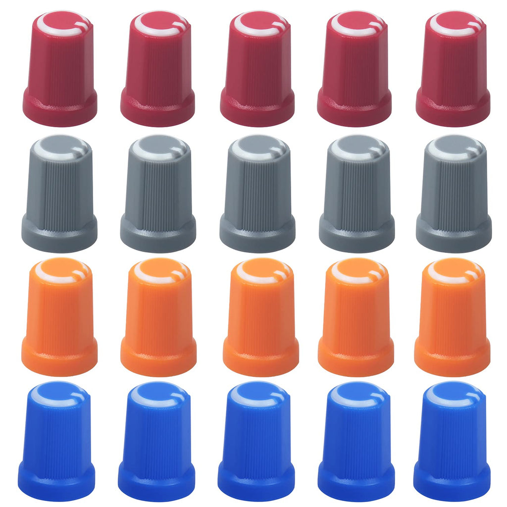 20pcs Colors 6mm Diameter Shaft/D Axis Potentiometer Control Knobs for Electric Guitar Volume Tone Knobs (4 Colors - D Axis) 4 Colors - D Axis