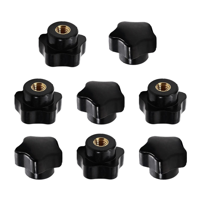 Bettomshin 8Pcs Star Knobs, M8(8mm) x 32mm Female Thread Clamping Handle, Hand Star Knobs, Metal Thread Nut Handle Knobs for Mechanical Equipment, Instrument Apparatus,Industry Equipment, Black 32mm;8PCS
