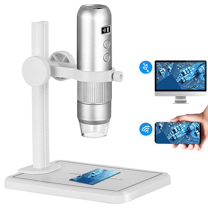 Leipan Wireless Handheld USB Digital Microscope 1080P HD Camera 1000X Mignification Built-in Mini Display Screen Bracket Compatible with Android,iOS,Windows,Mac and Tablet White