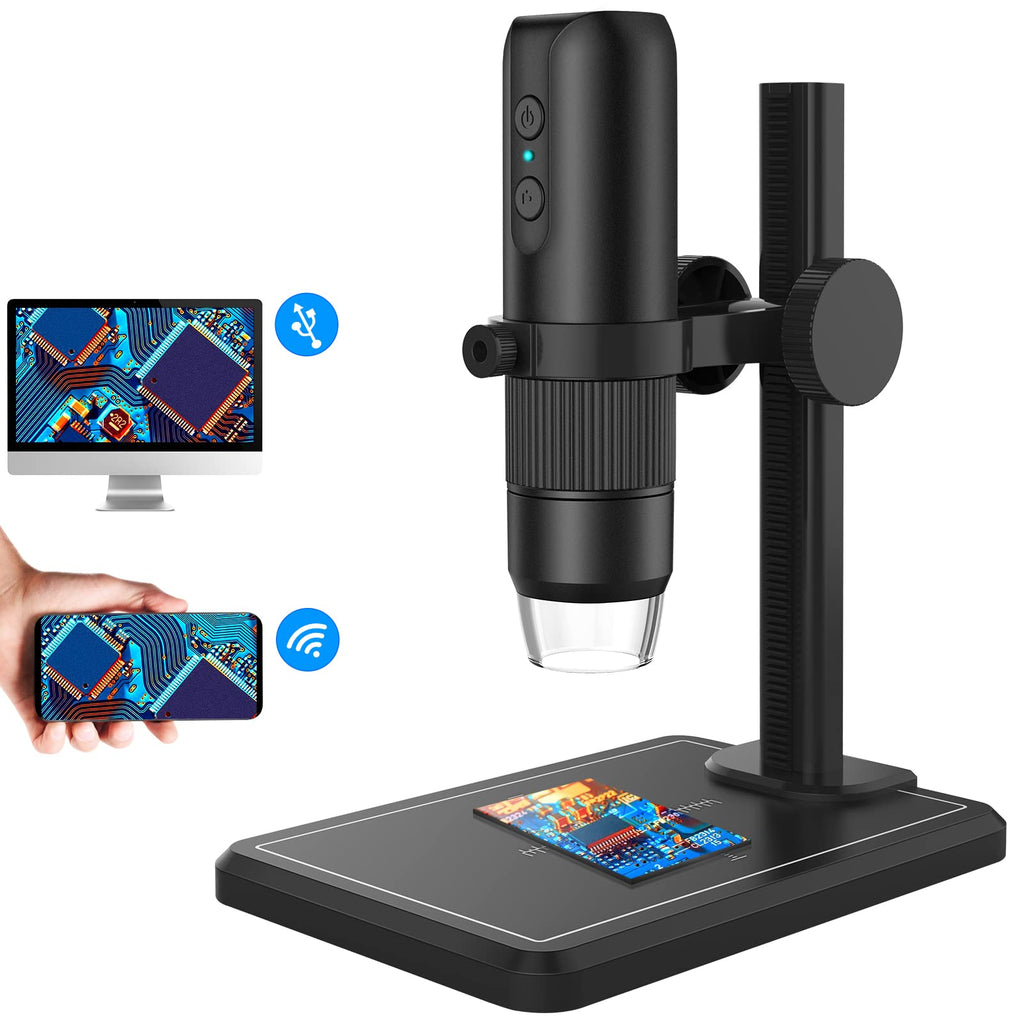 Leipan Wireless USB Digital Microscope Handheld 1080P HD Camera 1000X Mignification Built-in Bracket Compatible with Android,iOS,Windows,Mac and Tablet Black
