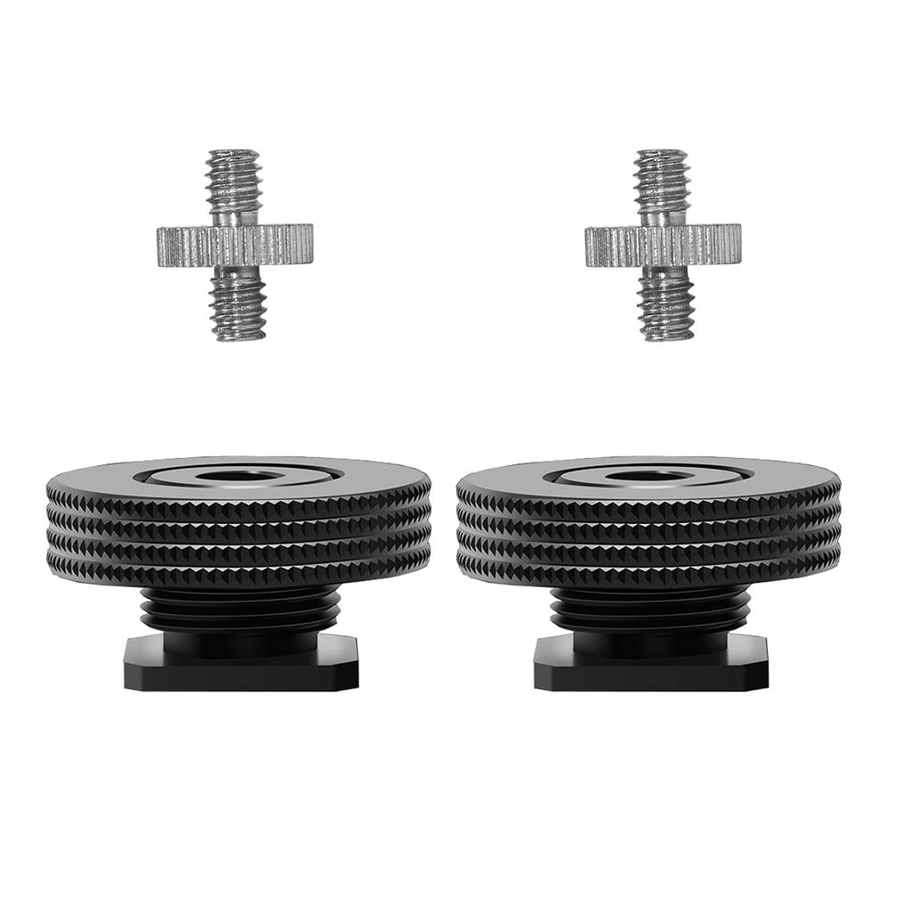 [2 Packs]- Atmoshue 1/4" Female Thread to Hot Shoe Adapter, Hot Shoe Mount Adapter with 1/4 to 1/4" Male Screw Adapter for Magic Arm, Monitor, Video Light