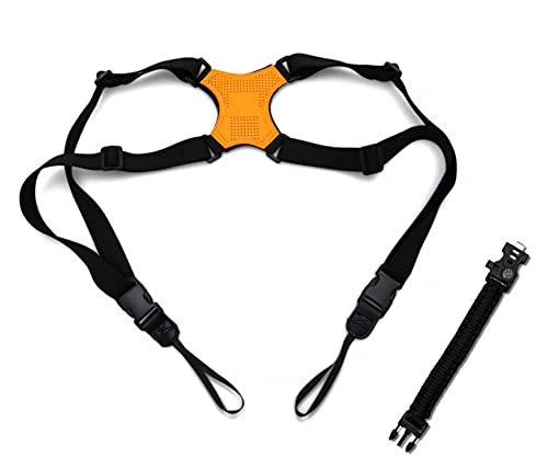 RavHome Binocular Harness Strap - for Outdoors, Hunting, Birdwatching Can Also Hold Some Cameras and Rangefinders Fully Adjustable Complete with Survival Paracord Bracelet Black to fit most sizes