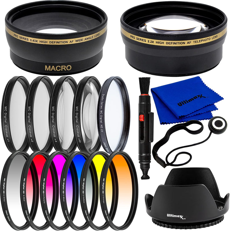 Ultimaxx 49mm Filter Accessory Kit for Canon EOS M6, EOS M6 Mark II, EOS M50, EOS M50 Mark II, EOS M100, EOS M200 & More - Includes: 6PC Gradual Color Filter Kit, 4PC Close-Up Lens Filter Kit & More